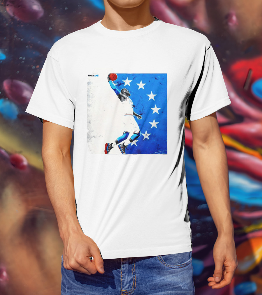 LeBron James Philadelphia 76ers Finish Line Stars Basketball Dunk T-Shirt