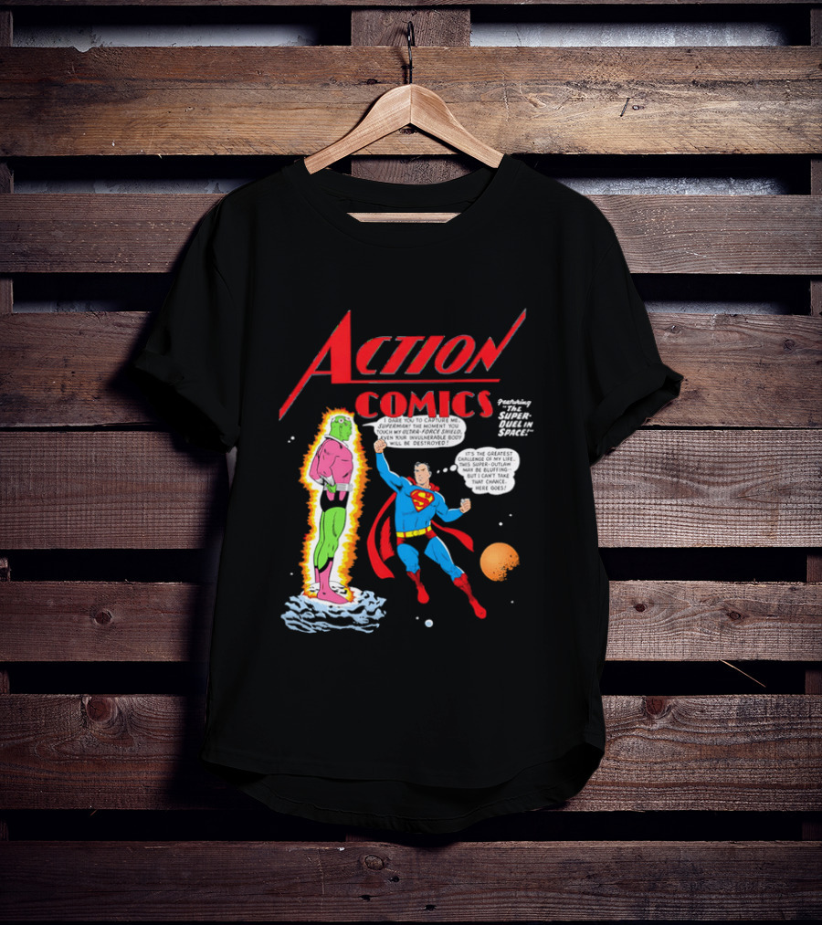 Action Comics Superman I Dare You To Capture Me Super Duel In Space T-Shirt