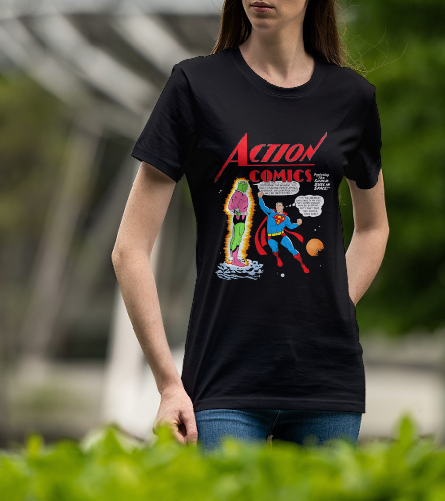 Action Comics Superman I Dare You To Capture Me Super Duel In Space T-Shirt