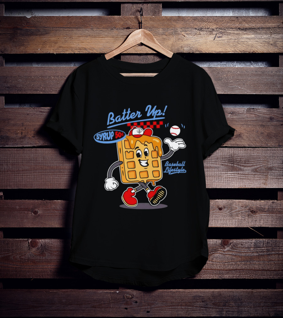 Batter Up Syrup Baseball Waffle Fun Sports Lifestyle T-Shirt