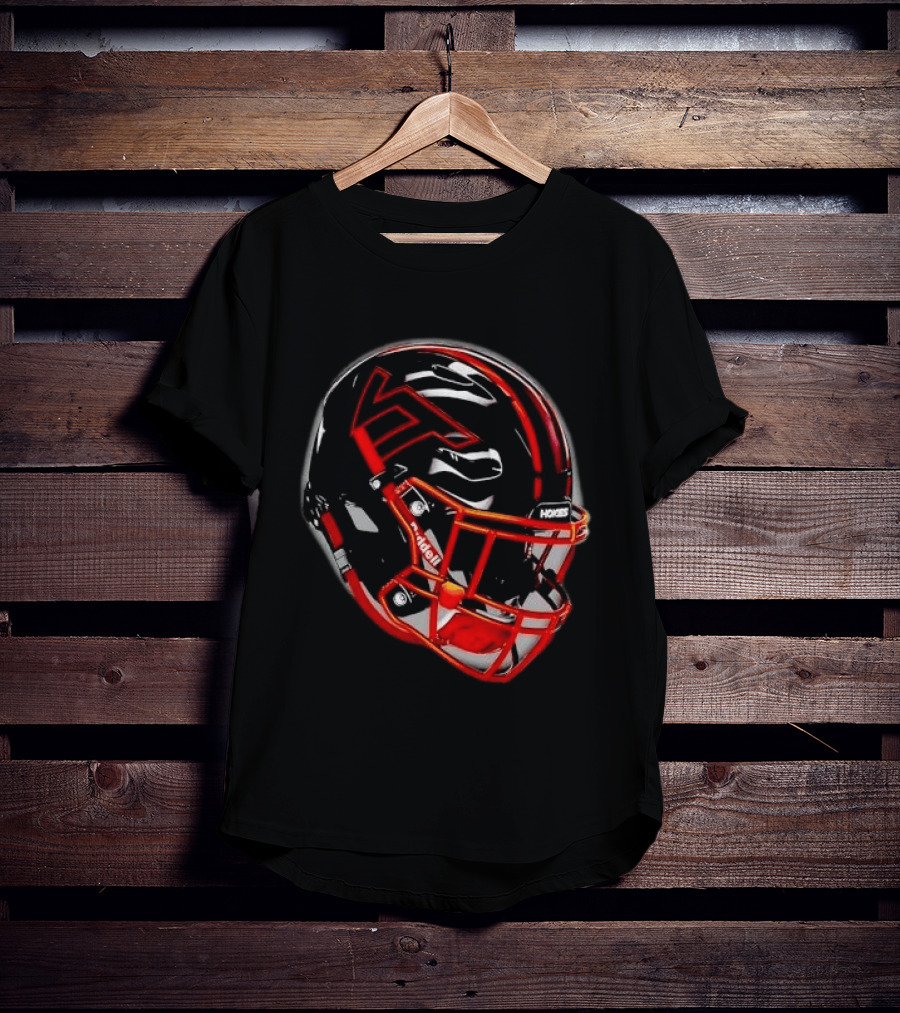 VT Hokies Black Orange Football Helmet Performance Sports Gear T-Shirt
