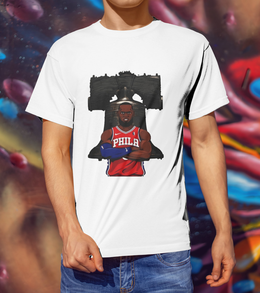 Philadelphia 76ers 2026 LeBron James Liberty Bell Basketball T-Shirt