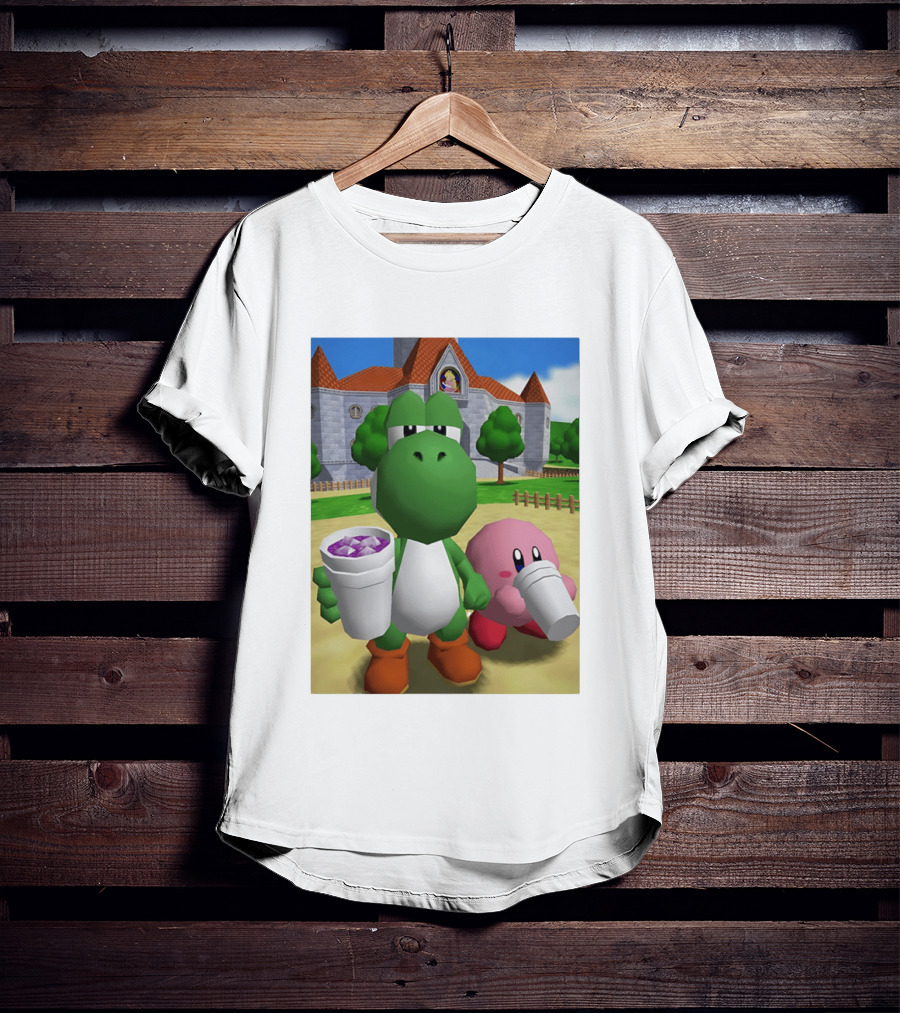 Yoshi Kirby Lean Purple Drink Castle Scene T-Shirt