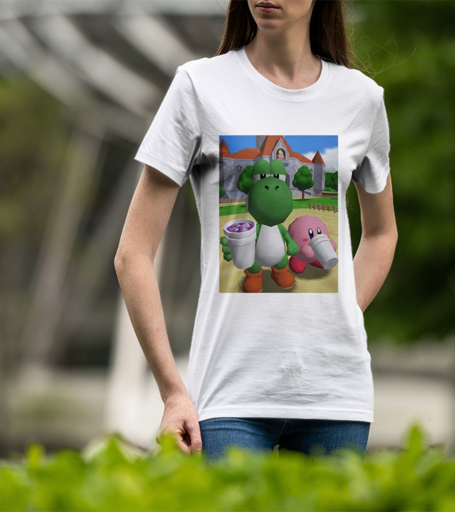 Yoshi Kirby Lean Purple Drink Castle Scene T-Shirt