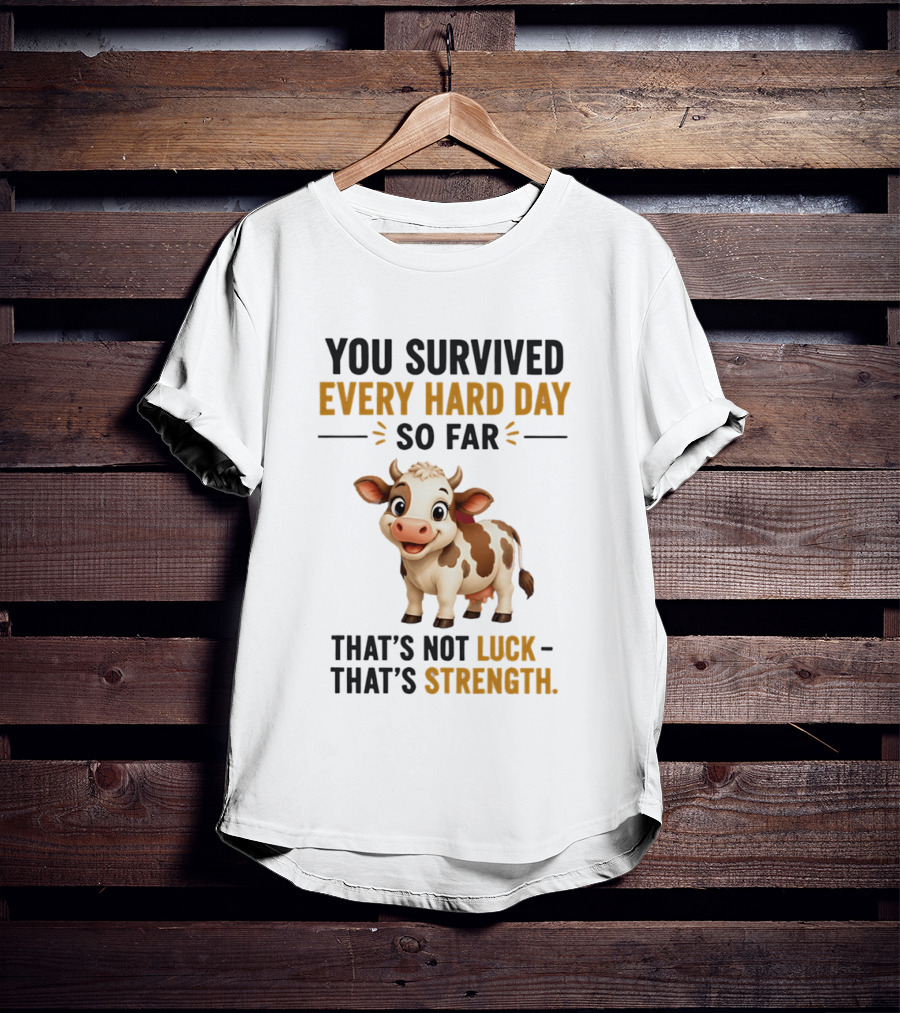 You Survived Every Hard Day So Far That's Not Luck That's Strength Cow T-Shirt