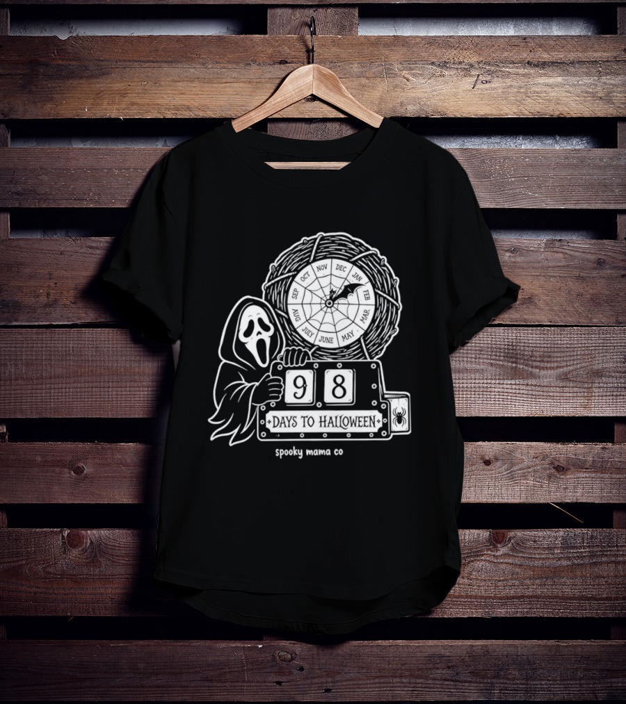 Halloween Countdown 98 Days Ghostface Horror Calendar Spooky Mama Co T-Shirt