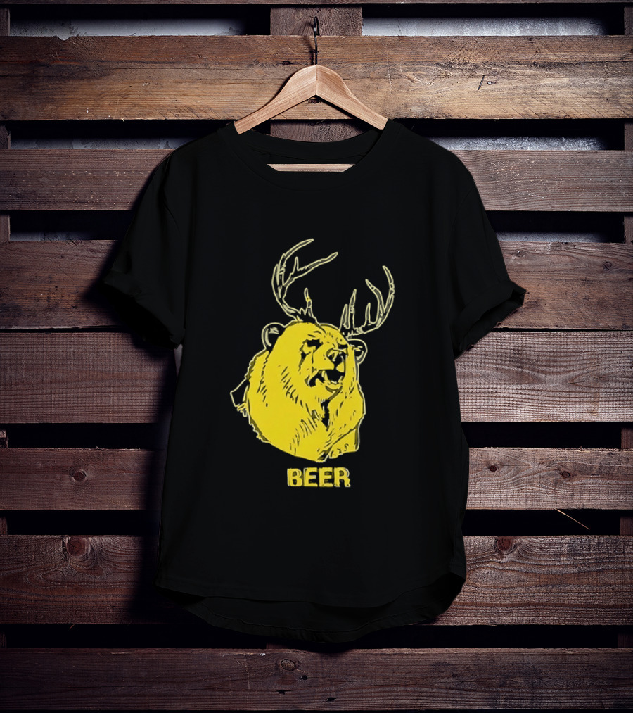 Beer Antlered Bear T-Shirt
