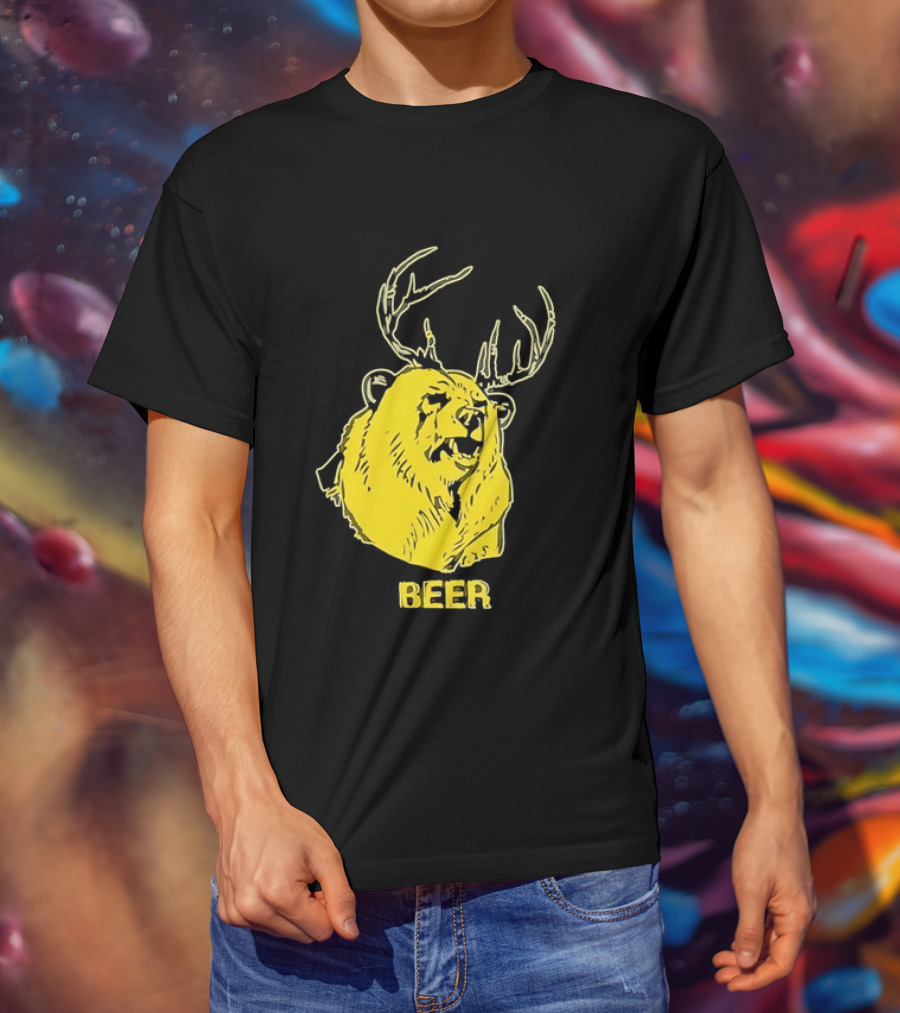 Beer Antlered Bear T-Shirt