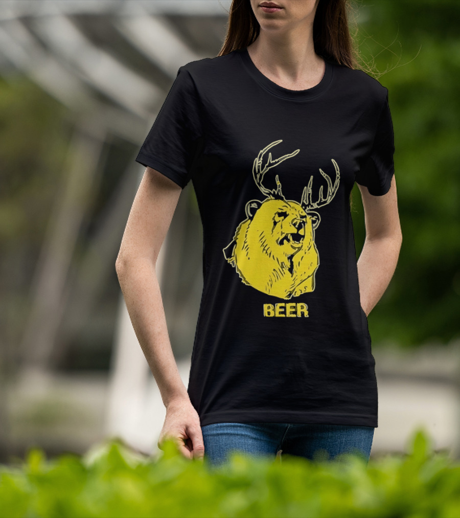 Beer Antlered Bear T-Shirt