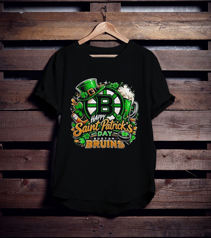 Boston Bruins St. Patrick's Day 2026 Celebration Hockey Team Florals T-Shirt