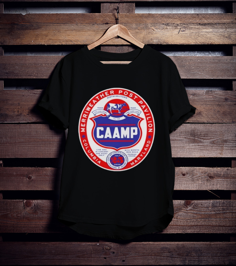 Merriweather Post Pavilion Caamp 2026 Columbia Maryland Concert With Mon Rovio And Hannah Cohen T-Shirt