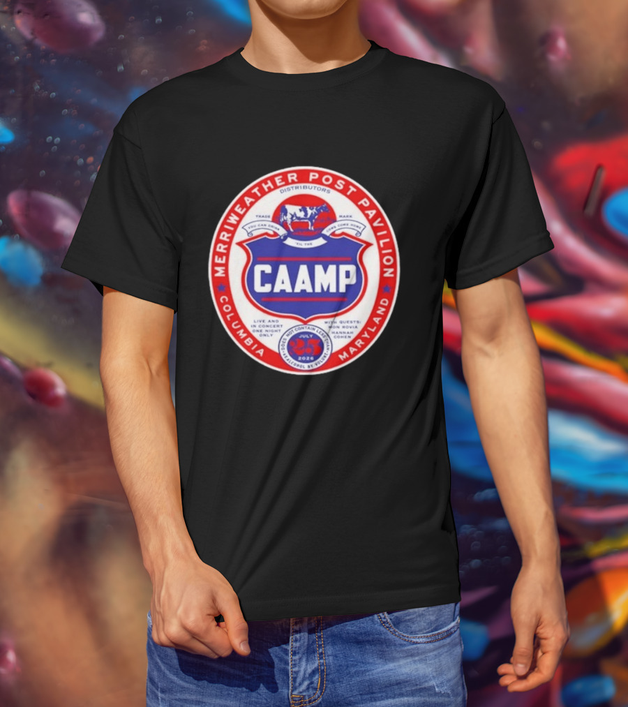 Merriweather Post Pavilion Caamp 2026 Columbia Maryland Concert With Mon Rovio And Hannah Cohen T-Shirt