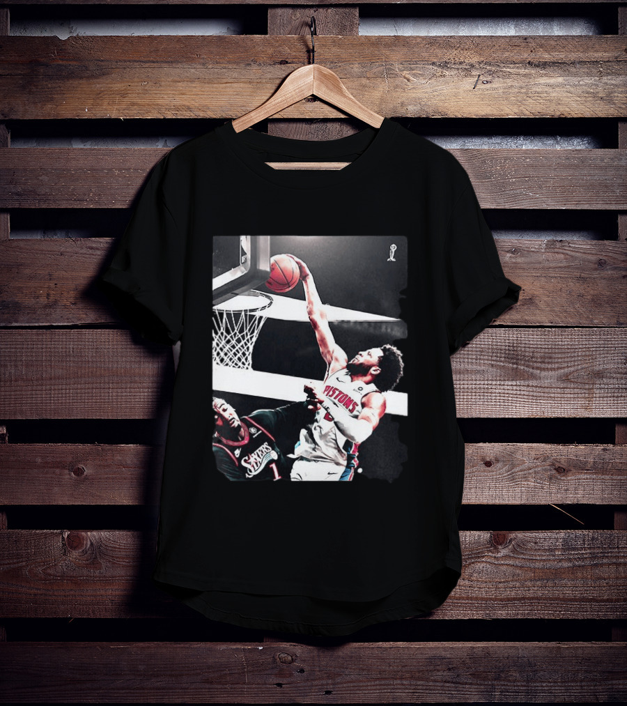 Pistons Cade Cunningham Slam Dunk Vs 76ers Andrei Drummond NBA Action T-Shirt