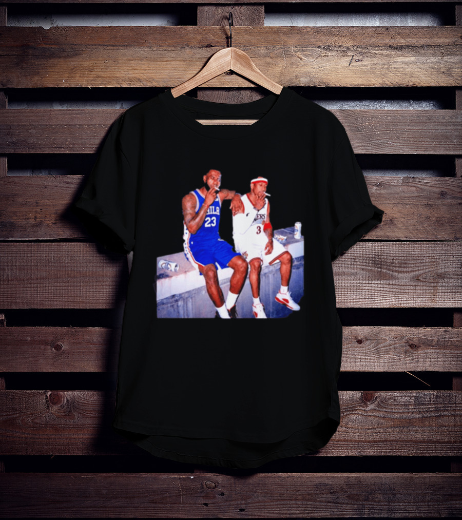 LeBron James Allen Iverson Philadelphia 76ers Smoking Scene Vintage NBA T-Shirt