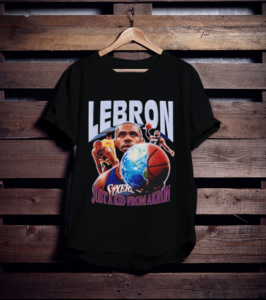 LeBron James Just A Kid From Akron Philadelphia 76ers T-Shirt