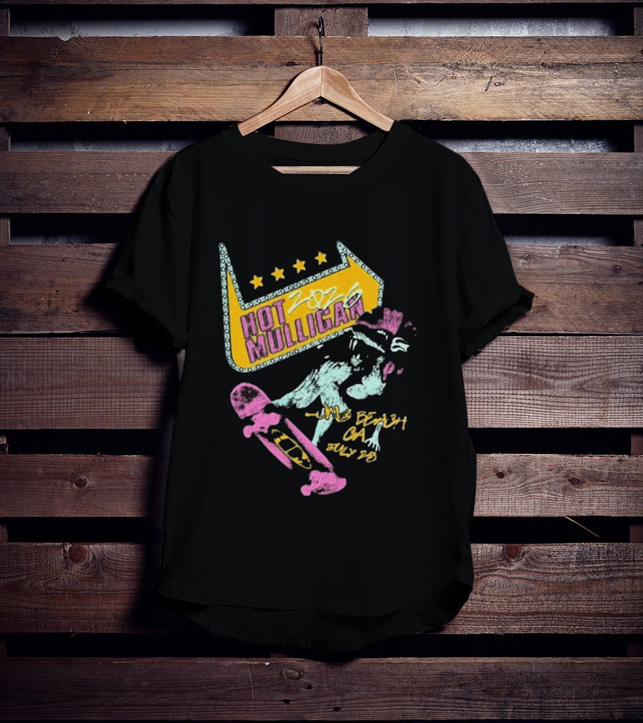 Hot Mulligan Long Beach CA 2026 Warped Tour July 25 Skateboarding Art With Stars T-Shirt