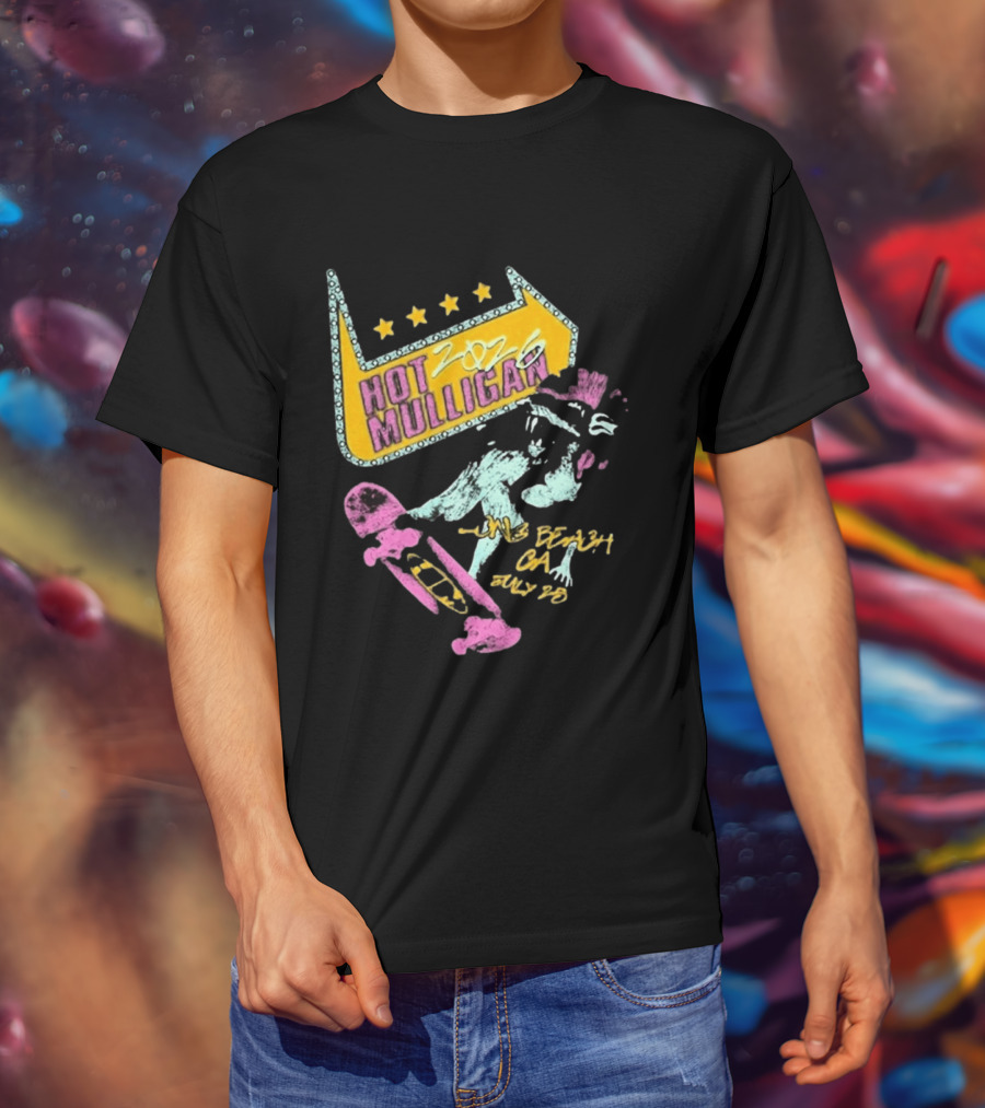 Hot Mulligan Long Beach CA 2026 Warped Tour July 25 Skateboarding Art With Stars T-Shirt
