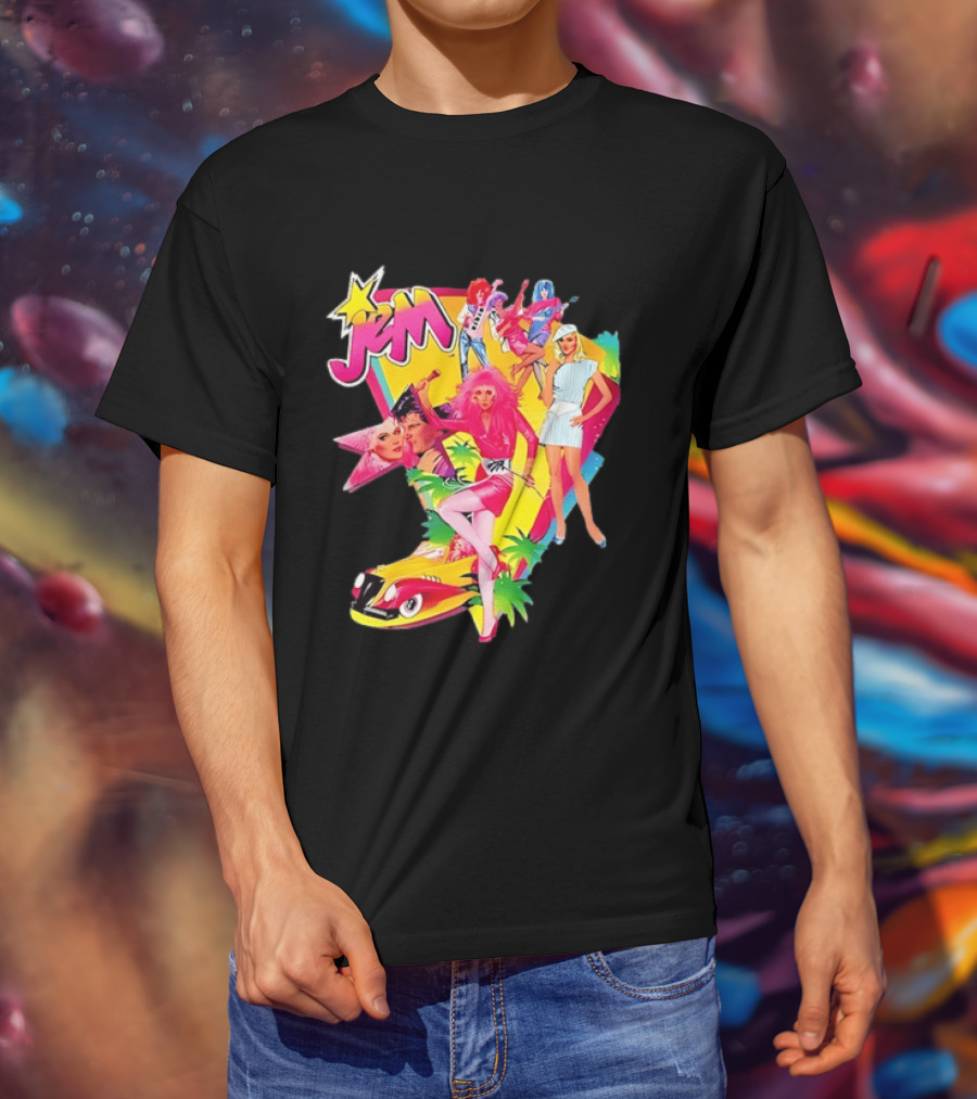 Jem 80s Cartoon Band Pop Music Star Singer Fashion Aesthetic Retro Characters T-Shirt