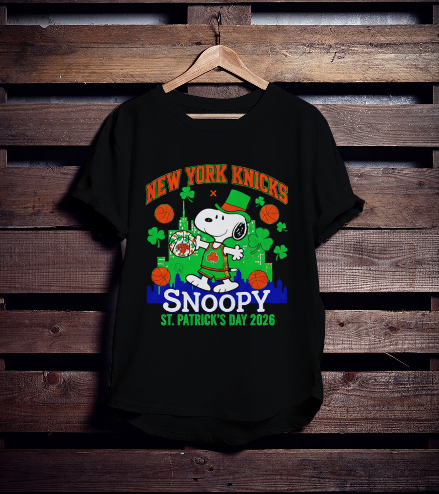 New York Knicks Snoopy St Patrick's Day 2026 Celebration T-Shirt