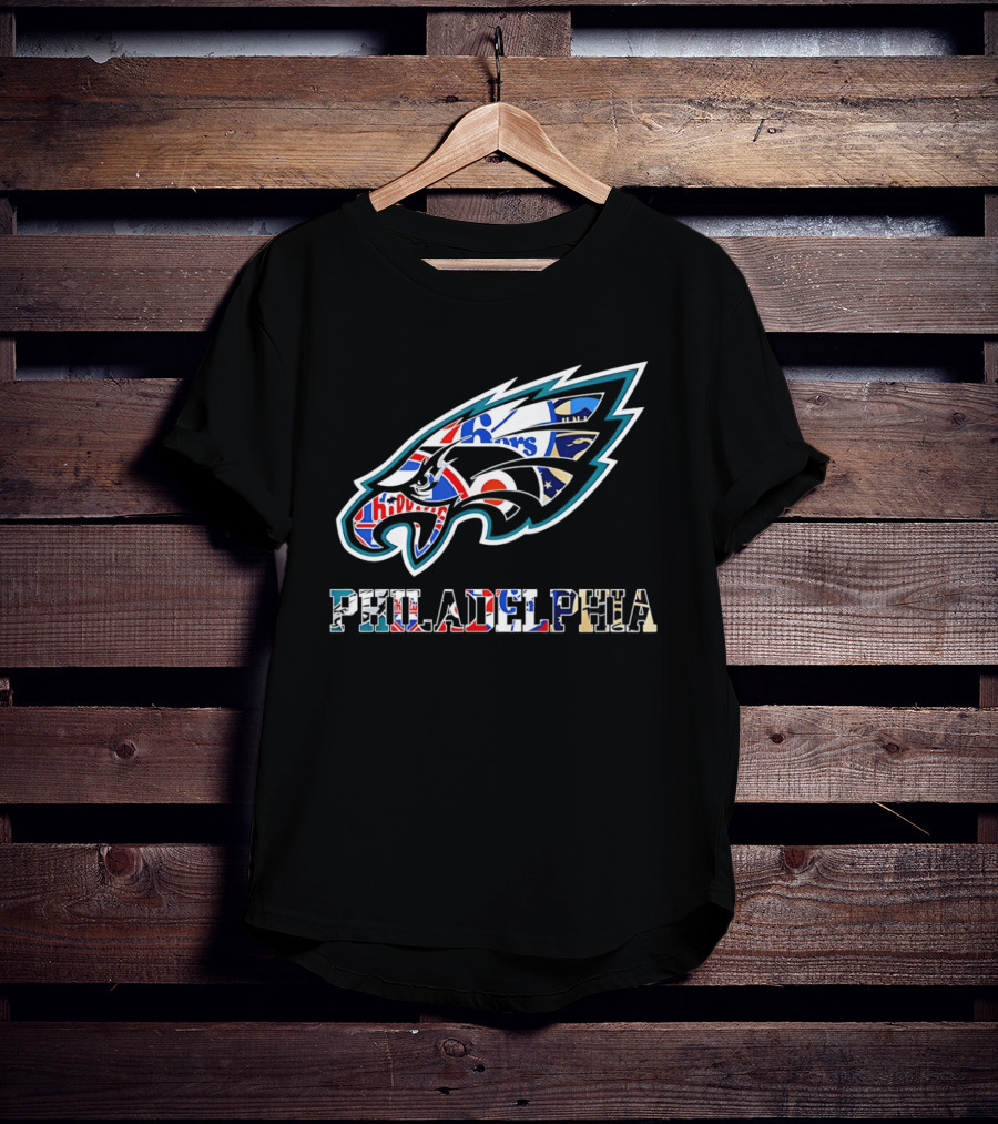 Philadelphia Eagles Phillies Flyers 76ers Team Mashup T-Shirt