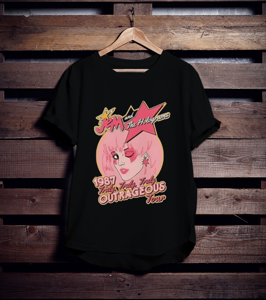 1987 Truly Outrageous Tour Jem And The Holograms Retro Pink Star T-Shirt