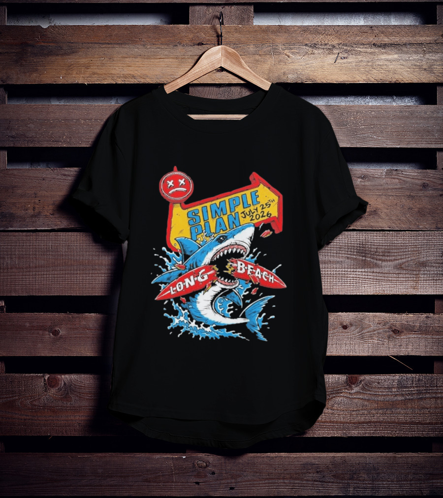 Simple Plan Shark Long Beach July 25 2026 T-Shirt