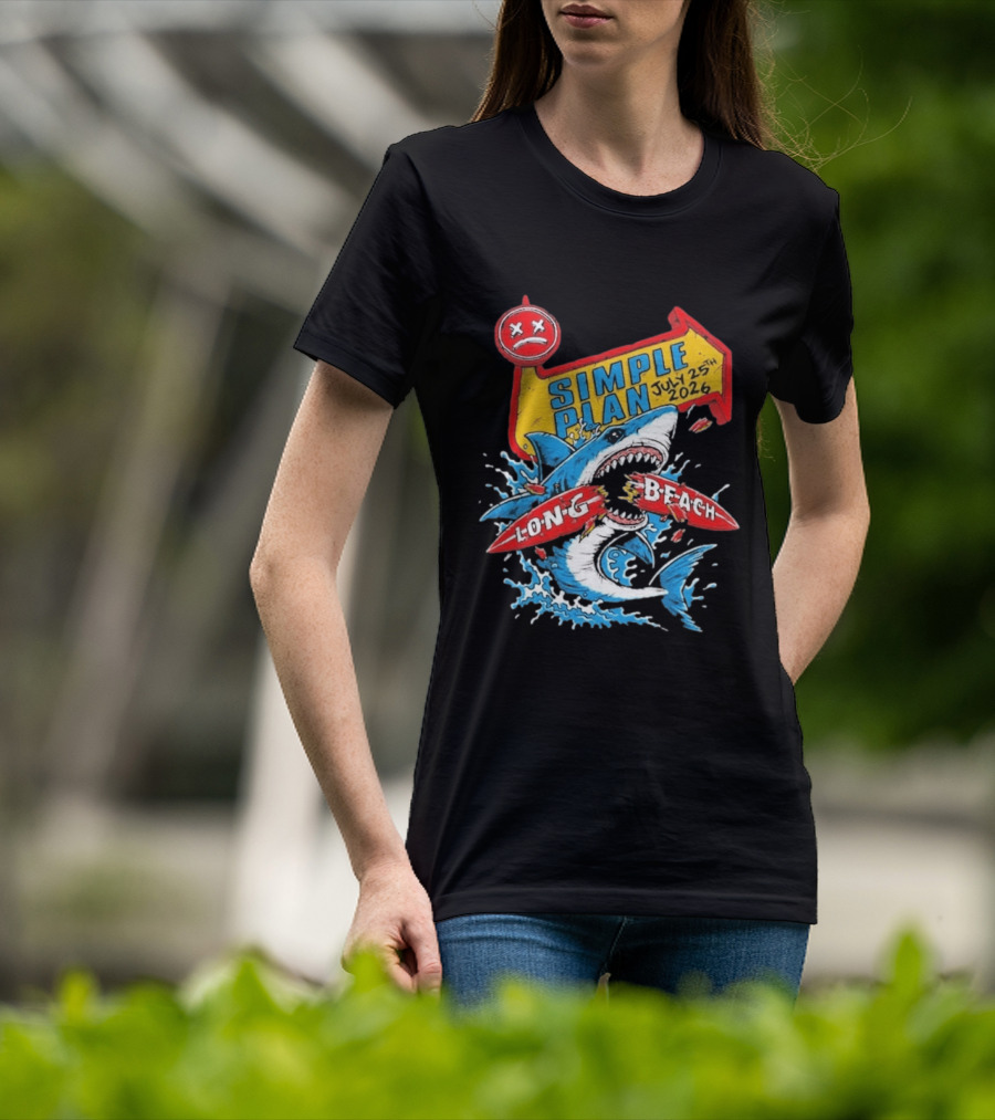 Simple Plan Shark Long Beach July 25 2026 T-Shirt