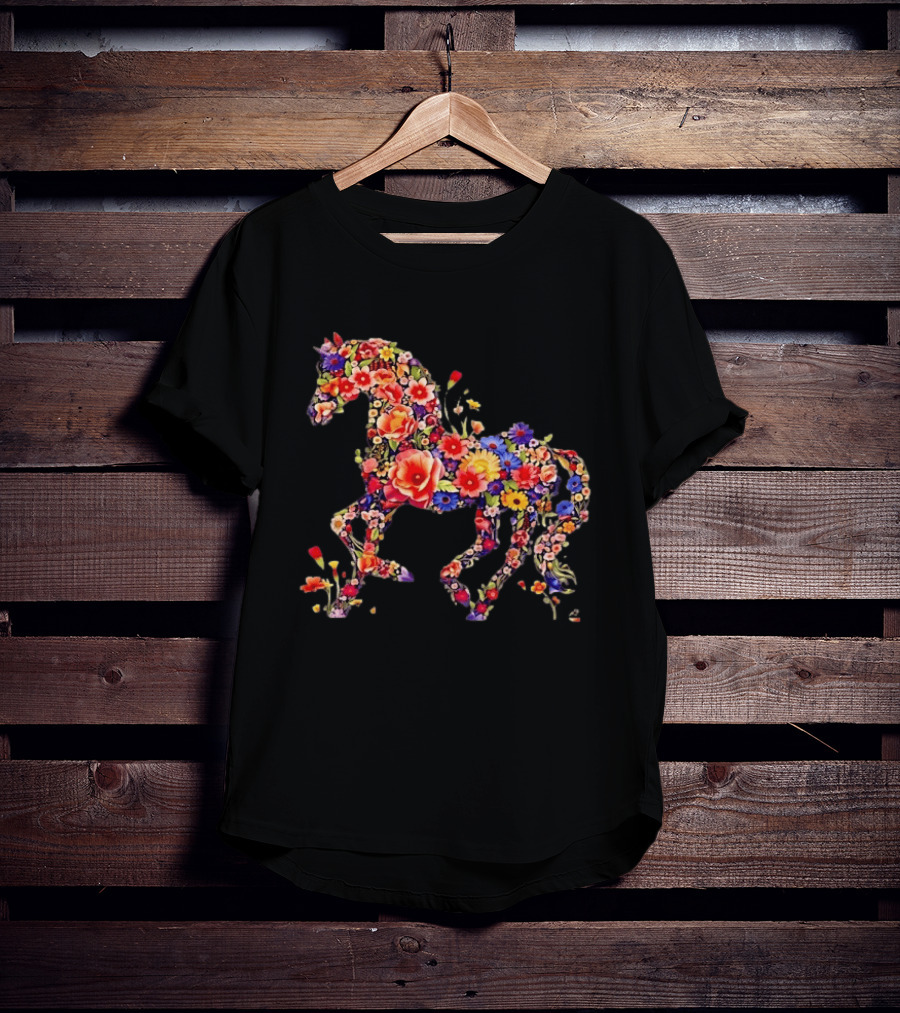 Unicorn Floral Blossoms Mythical Fantasy Animal Nature Garden Botanical T-Shirt