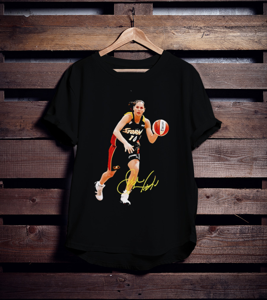 Sue Bird Autograph Seattle Storm Dribbling Basketball 10 T-Shirt