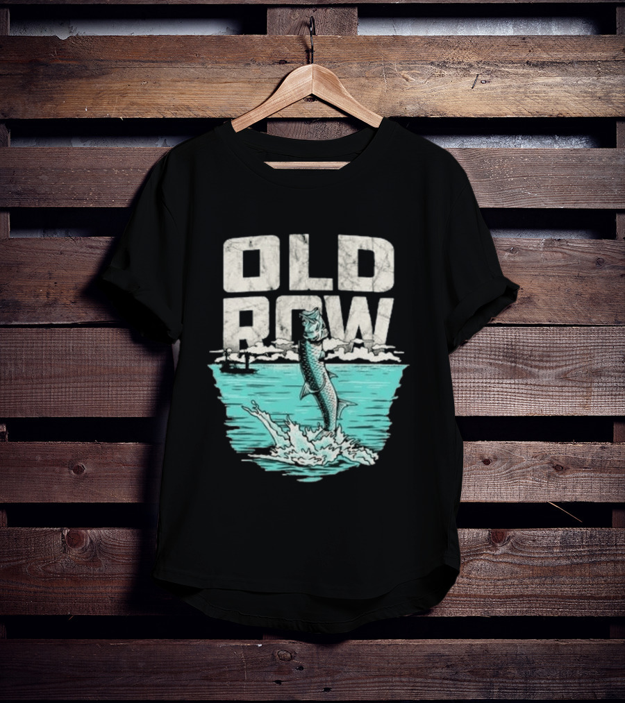 Old Row Tarpon Jumping Fishing Scene T-Shirt