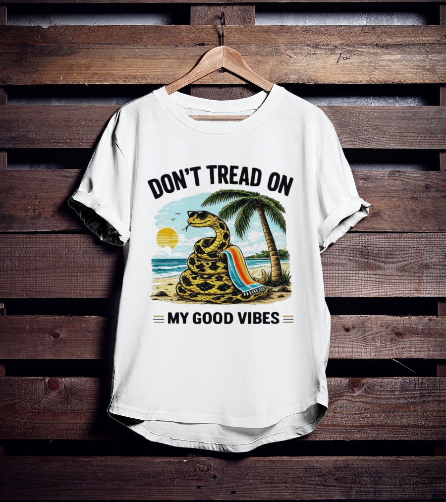 Don't Tread On My Good Vibes Beach Snake Palm Tree Summer T-Shirt