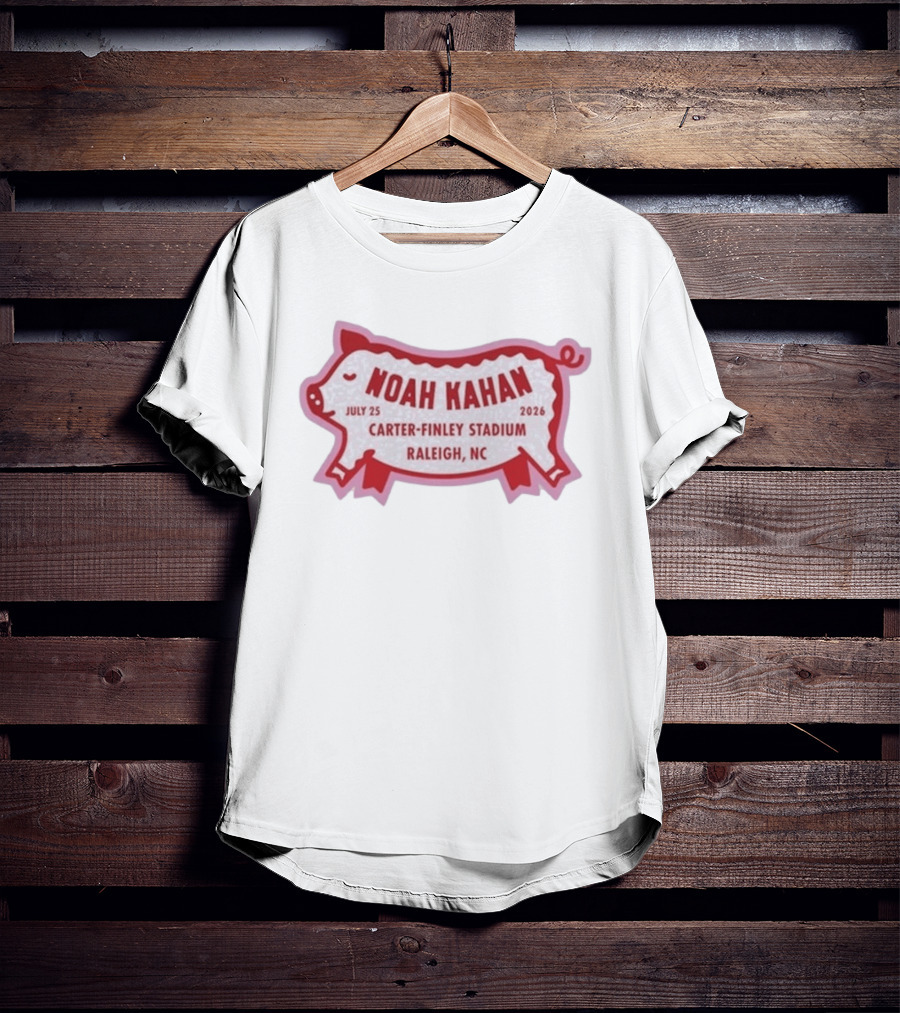 Noah Kahan July 25 2026 Carter Finley Stadium Raleigh NC Pig Motif T-Shirt