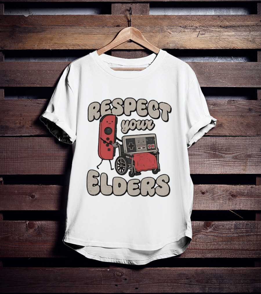 Respect Your Elders Retro Game Console Humor T-Shirt