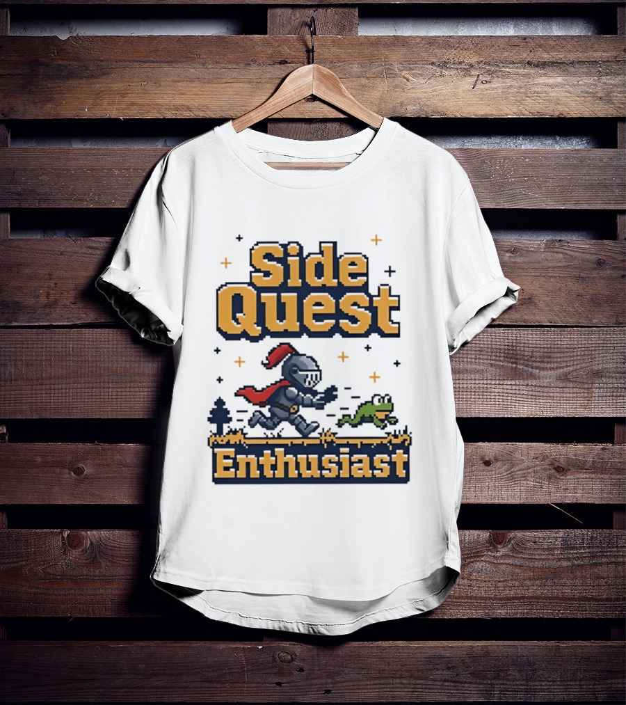 Side Quest Enthusiast Knight Chasing Frog Adventure T-Shirt