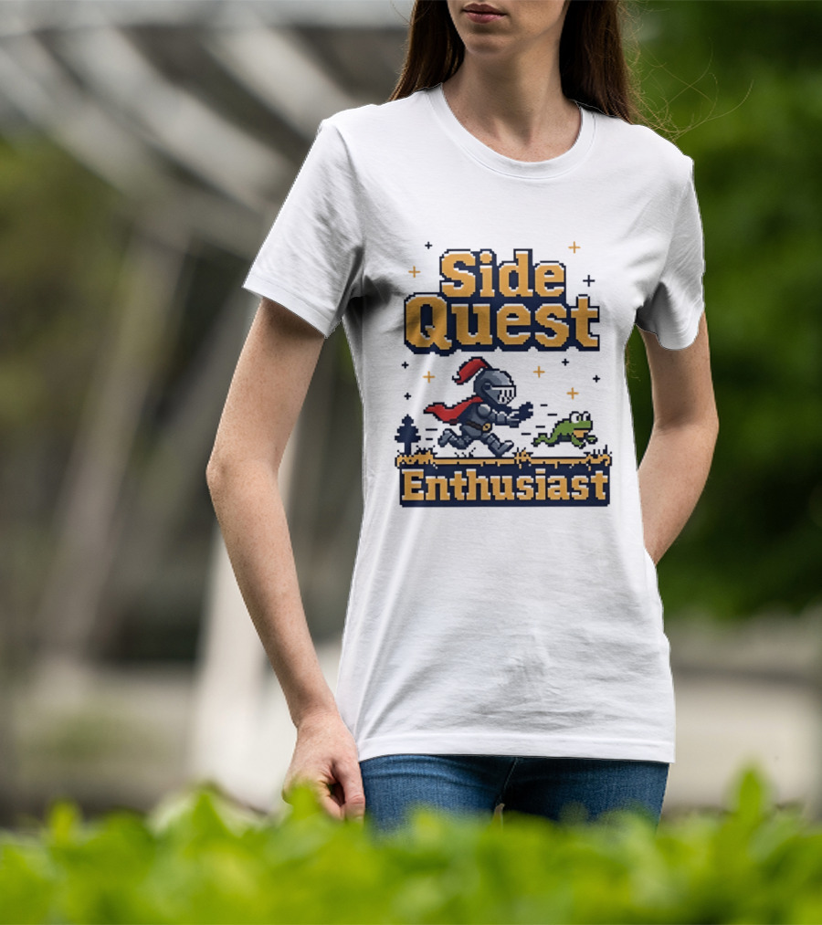 Side Quest Enthusiast Knight Chasing Frog Adventure T-Shirt