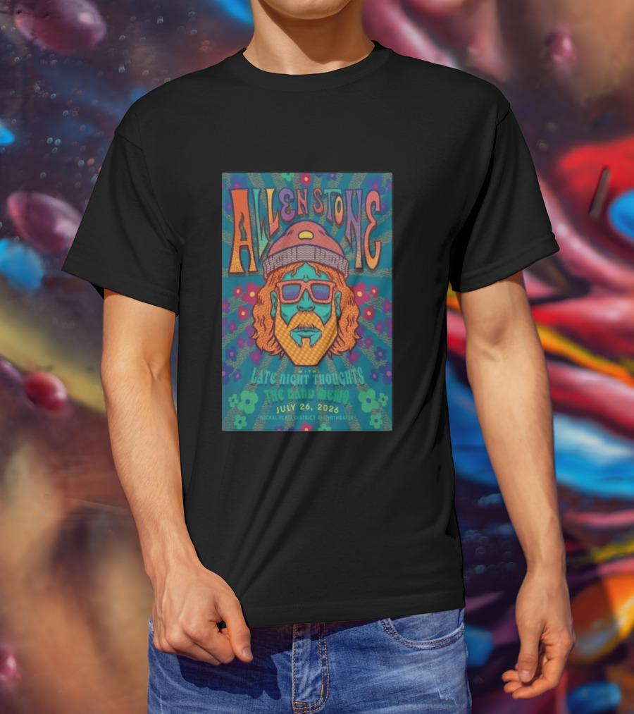 Allen Stone Fishers Indiana Late Night Thoughts The Band Memo July 26 2026 Nickel Plate District Amphitheater T-Shirt