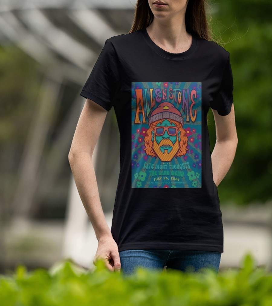 Allen Stone Fishers Indiana Late Night Thoughts The Band Memo July 26 2026 Nickel Plate District Amphitheater T-Shirt
