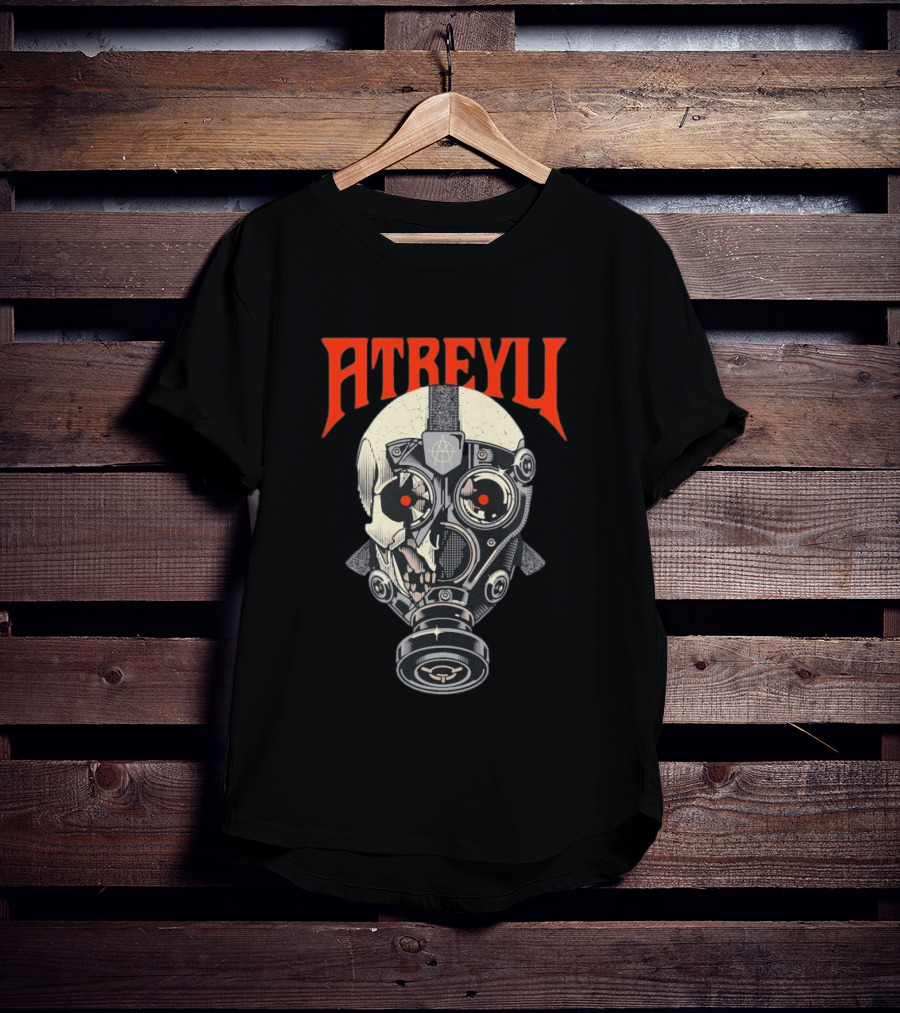 Atreyu Skull Gas Mask With Red Eyes T-Shirt