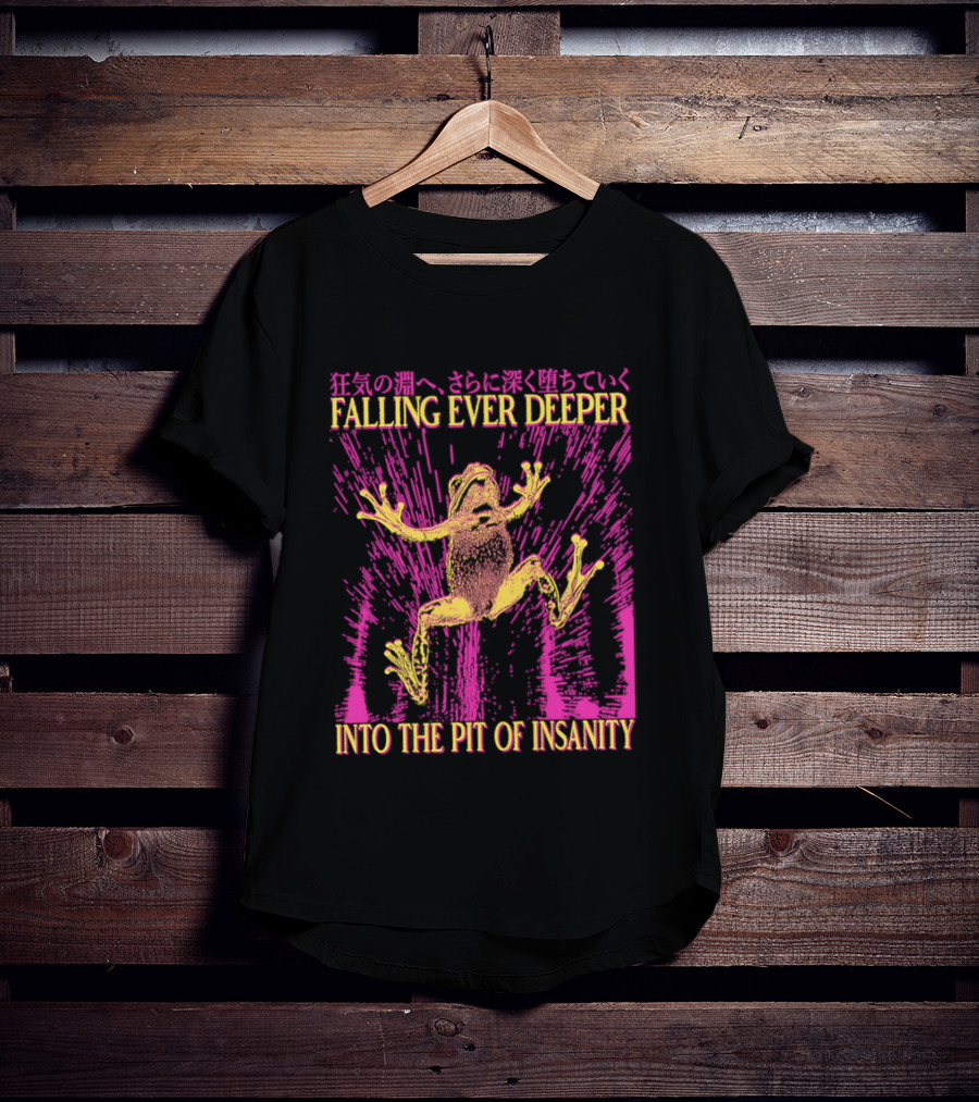 Falling Ever Deeper Into The Pit Of Insanity Frog Neon Burst Japanese T-Shirt