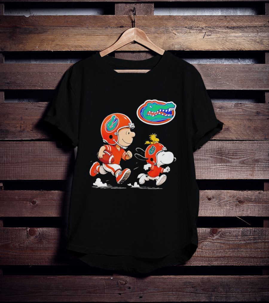 Charlie Brown Snoopy Florida Gators Football Running Kids T-Shirt