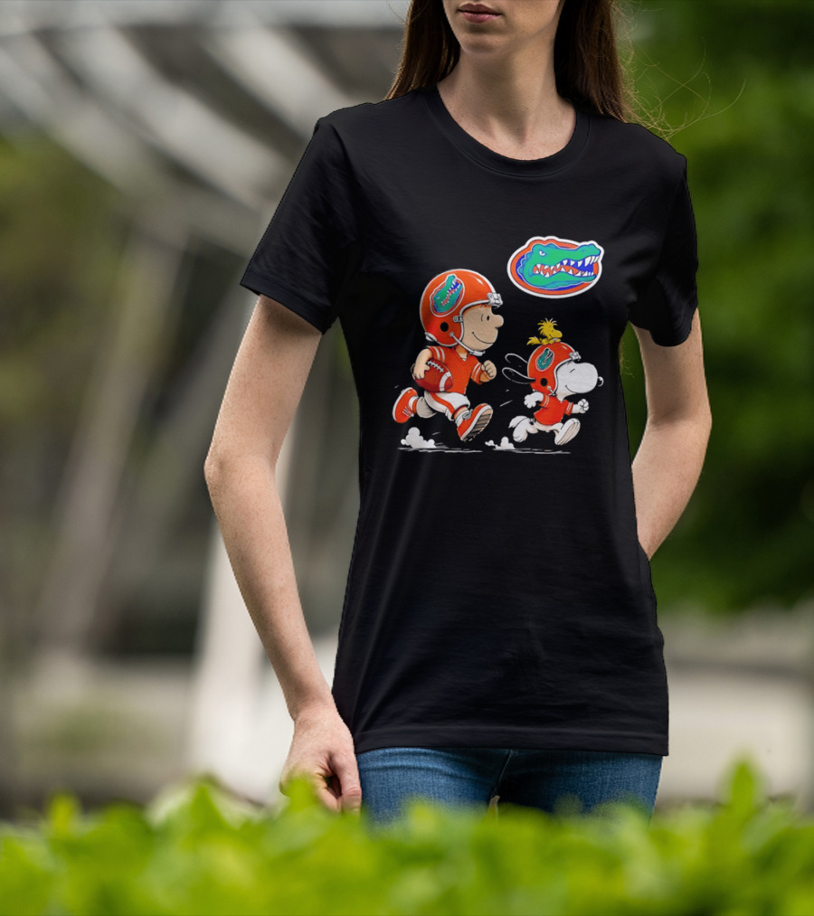 Charlie Brown Snoopy Florida Gators Football Running Kids T-Shirt