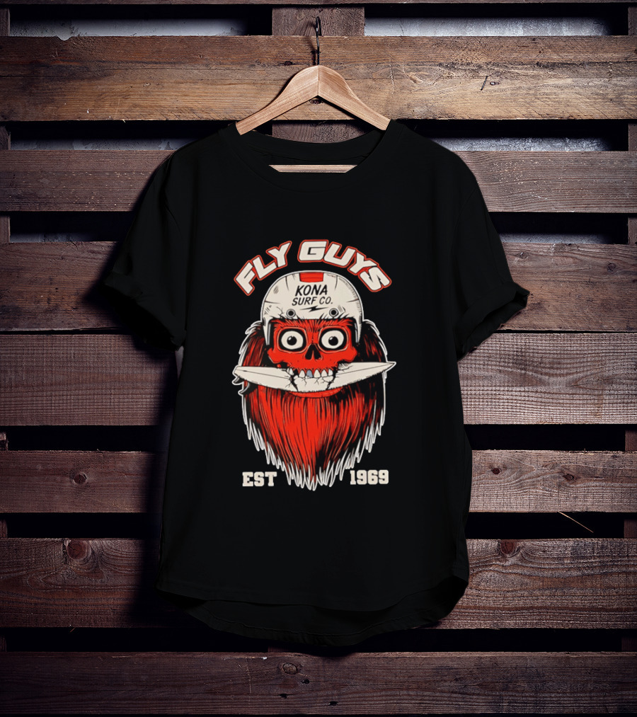 Fly Guys Kona Surf Co Est 1969 Skull Surfboard Helmet T-Shirt