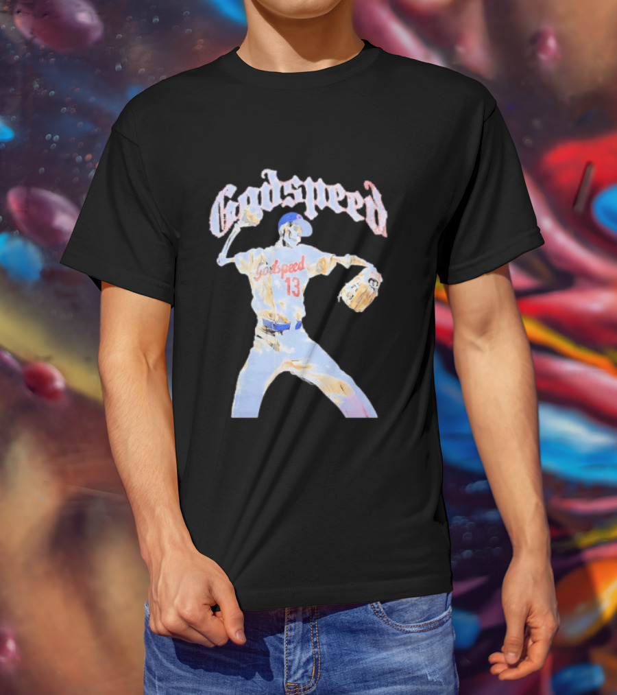 Godspeed Skeleton 13 Pitching Baseball Chicago Cubs T-Shirt