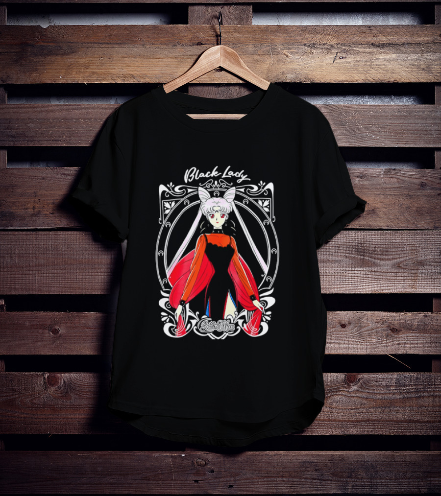 Black Lady Sailor Moon Anime Character Art Nouveau T-Shirt