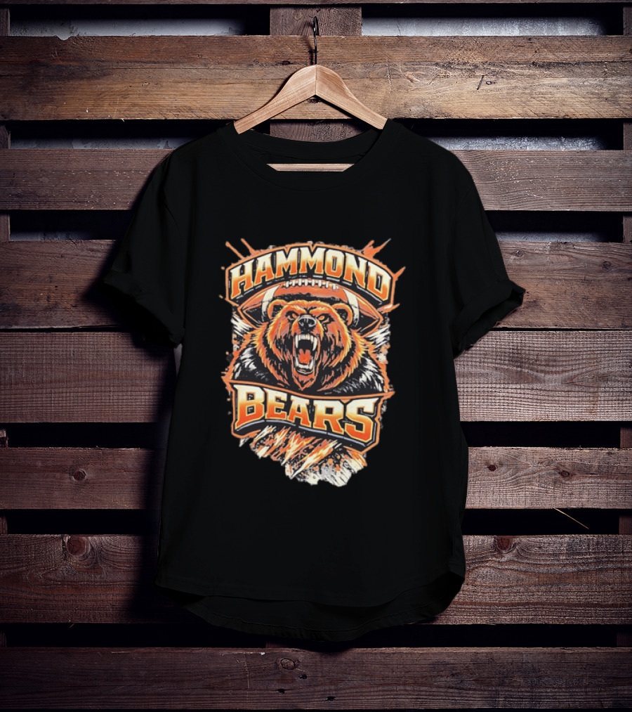 Hammond Bears Football Roaring Bear And Football T-Shirt