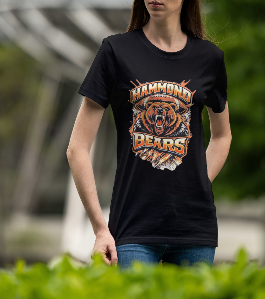 Hammond Bears Football Roaring Bear And Football T-Shirt