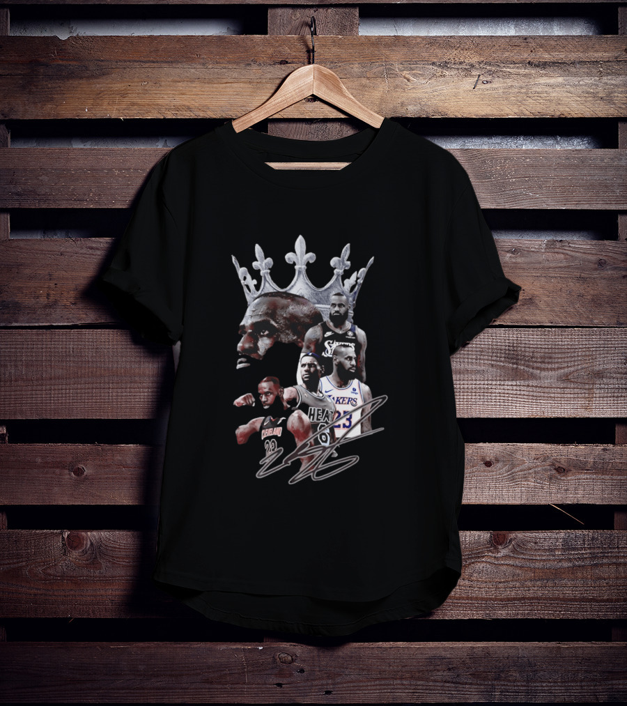 Lebron James Crown Collage Cleveland Miami Lakers Philadelphia 76ers T-Shirt