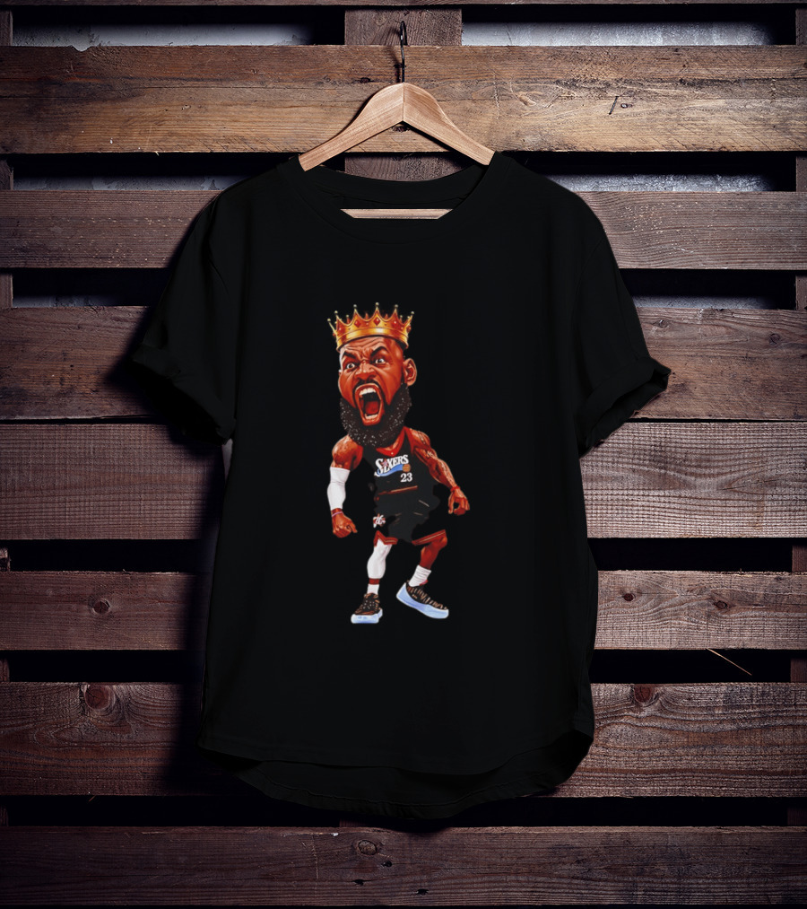 LeBron James Philadelphia 76ers King Caricature 23 Sixers T-Shirt