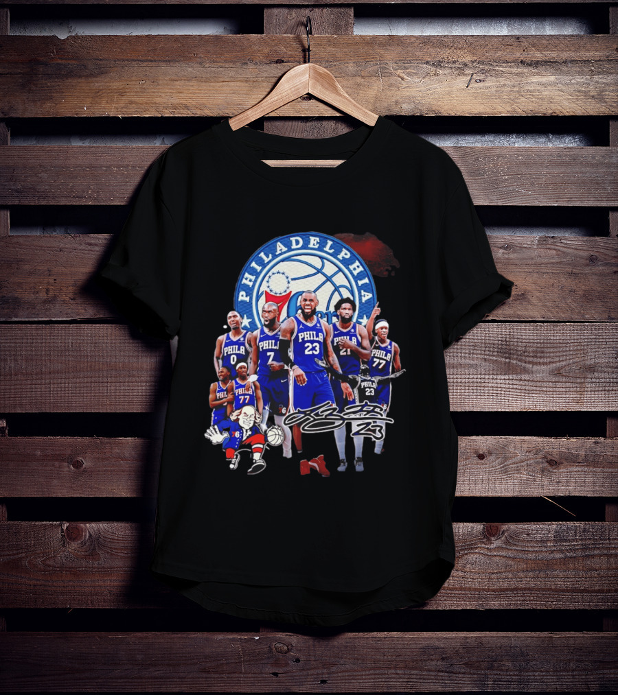 Philadelphia 76ers LeBron James 23 Phila Basketball Team Collage T-Shirt