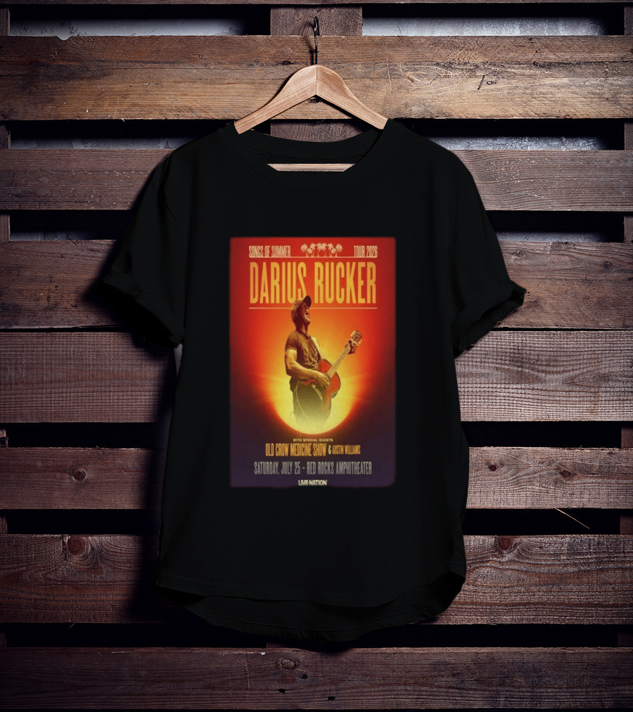 Songs Of Summer Tour 2026 Darius Rucker With Old Crow Medicine Show And Austin Williams Live At Red Rocks Amphitheater July 25 T-Shirt